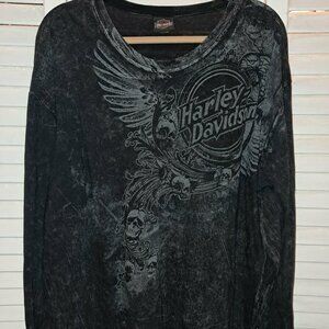 VINTAGE HARLEY DAVIDSON NAGS HEAD ACID WASH LIGHTWEIGHT LONG SLEEVE T SHIRT XL